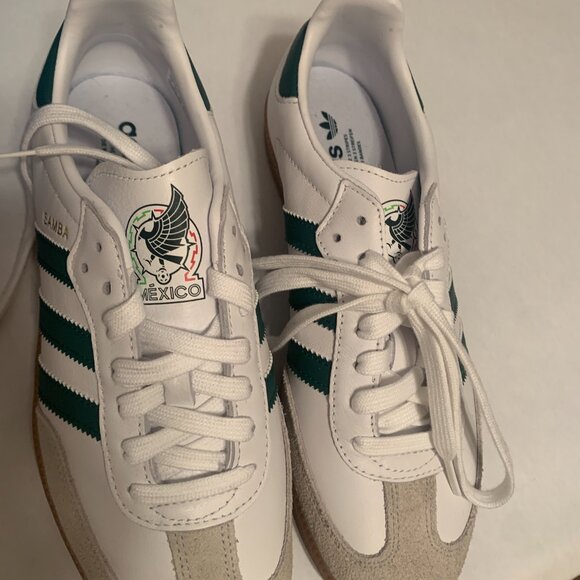 Samba Team Mexico, White and Green Adidas Sambas, Men's 7, New in Box - Picture 2 of 7